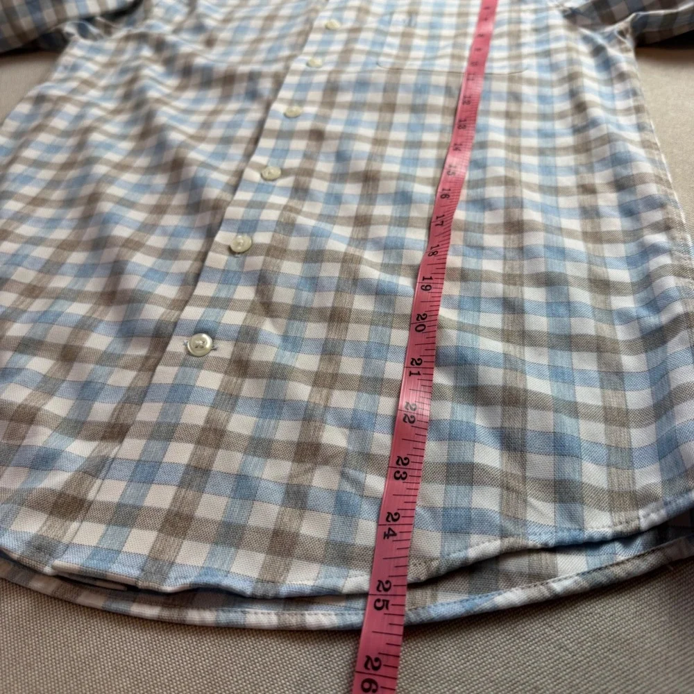 Johnnie-O Boys McArthur Performance Check Button Down Shirt Blue Bamboo Size 14